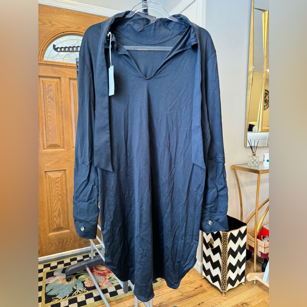 COS BLACK COTTON DRESS SIZE L